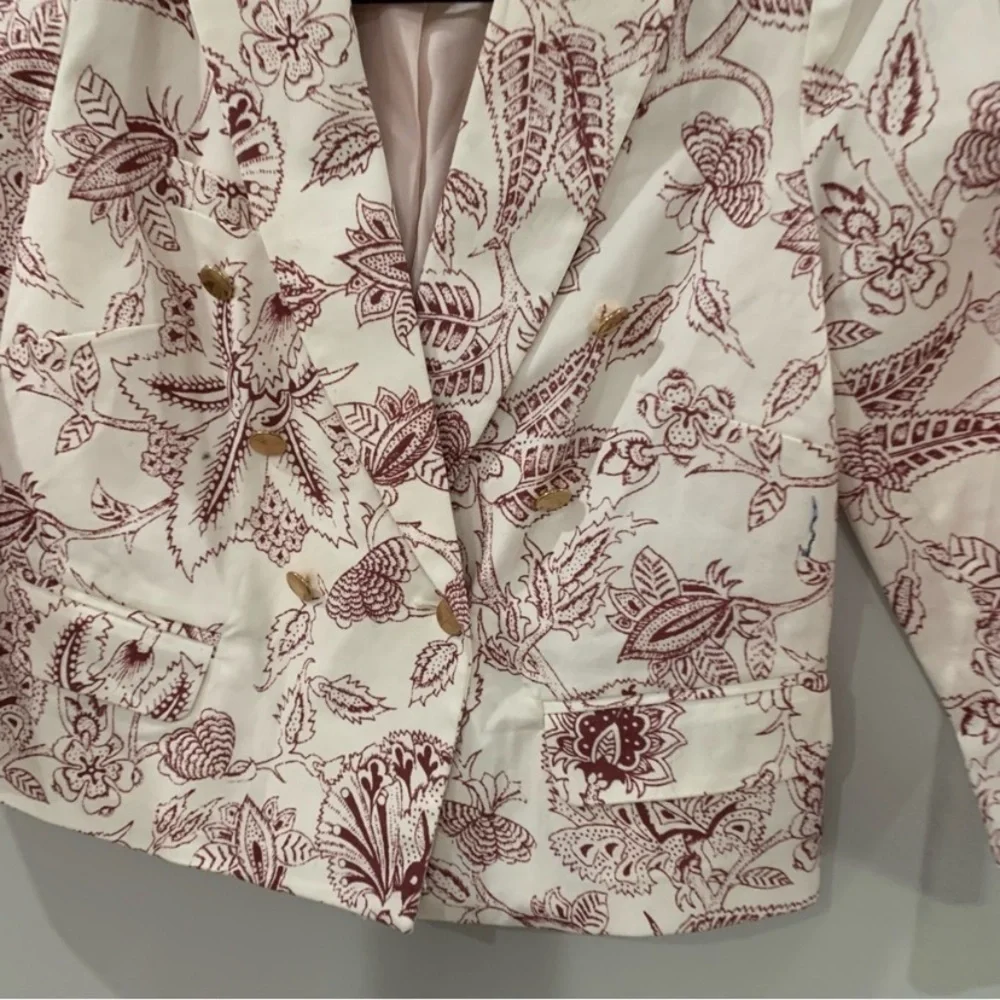 ✅ Isabel Marant Jacket Lisa Paisley Cropped Double Breasted in Purple White